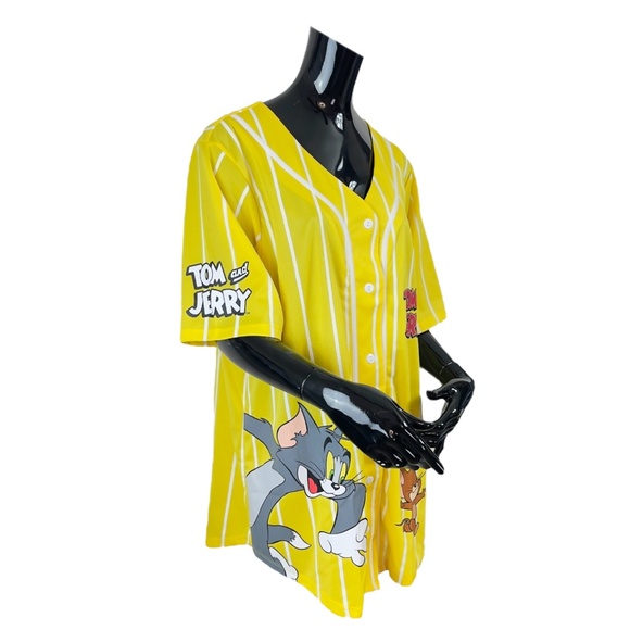 Tom And Jerry Yellow Gold Graphic Baseball Jersey Womens 3X - Picture 5 of 9